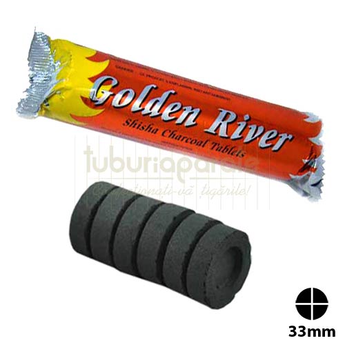Pachet cu 10 tablete de carbuni pentru narghilea Golden River de 33 mm